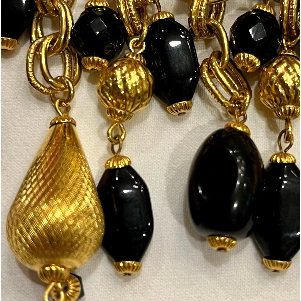 Vintage Signature Barrera Black and Gold Princess Necklace - Picture 9 of 16
